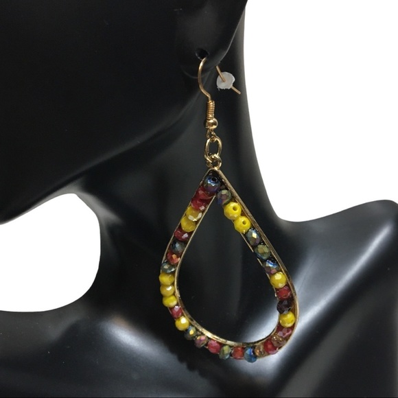 MULTI Colored Bohemian Tear Drop Women Earrings NWT - Picture 2 of 12